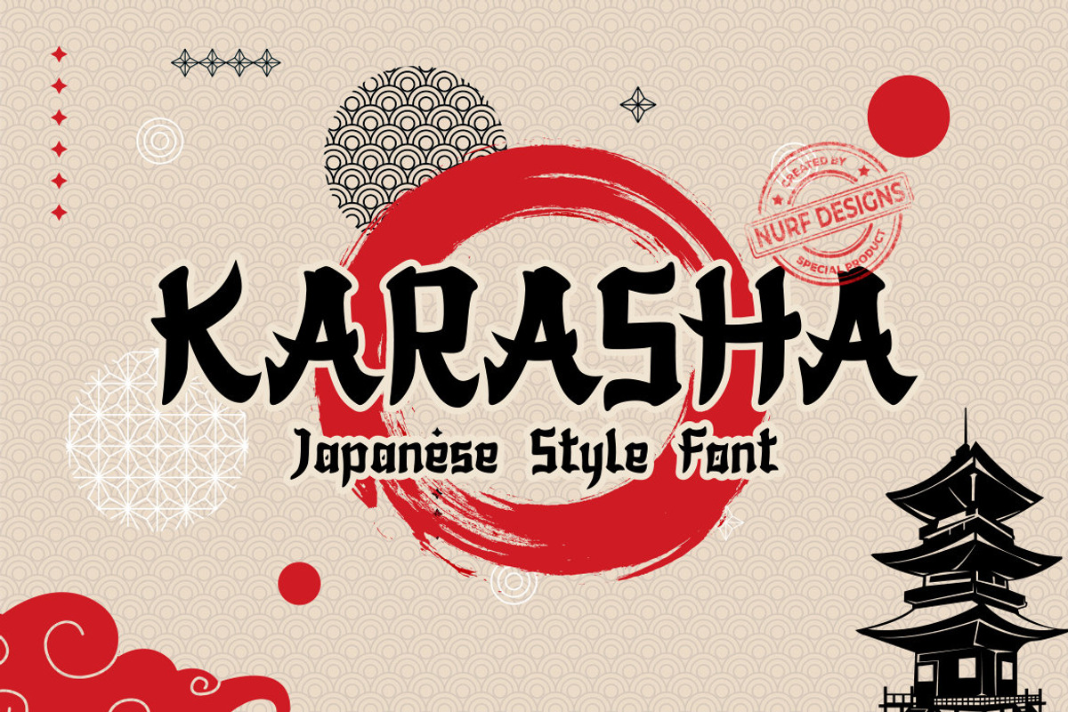 Karasha – Japanese Style Font, a Font by NURF Designs (Photo 1 of 10)