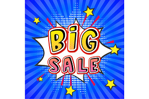 Big Sale Pop Art Banner, Vector