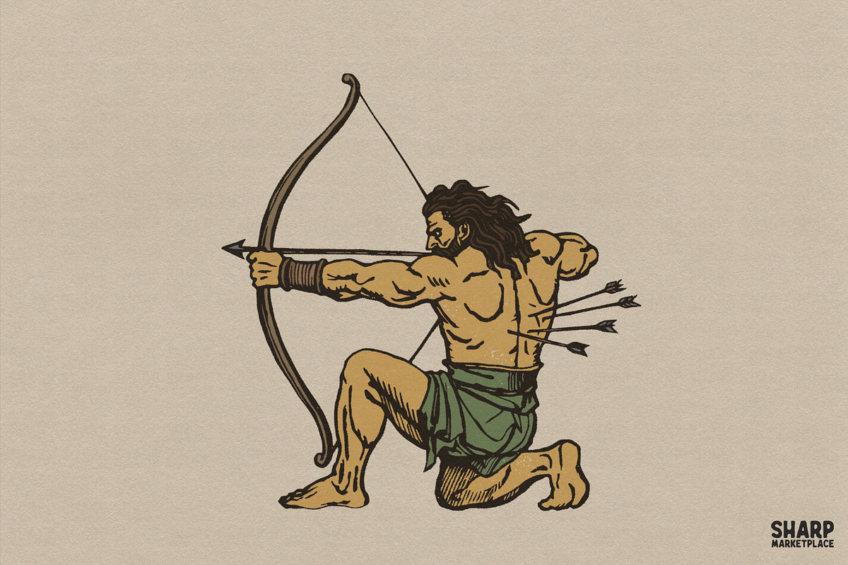 Vintage Warrior Archer With Arrows, an Object Graphic by SharpMarketplace (Photo 1 of 5)