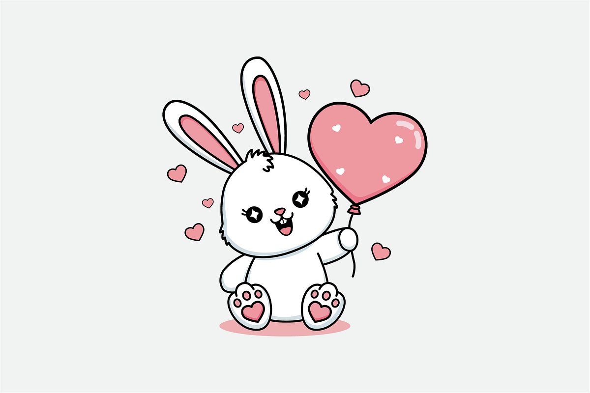 Bunny Holding a Valentine's Heart, an Animal Illustration by shazi (Photo 2 of 3)