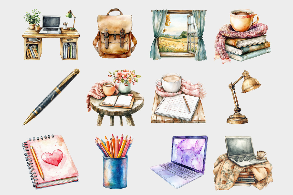 Watercolor Boho Planner Clipart, a Seasonal Illustration by Design Market (Photo 2 of 5)