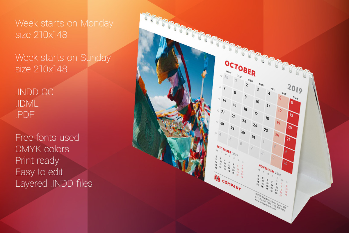 Desk Calendar 2019, a Stationery Template by AntartStock (Photo 4 of 4)