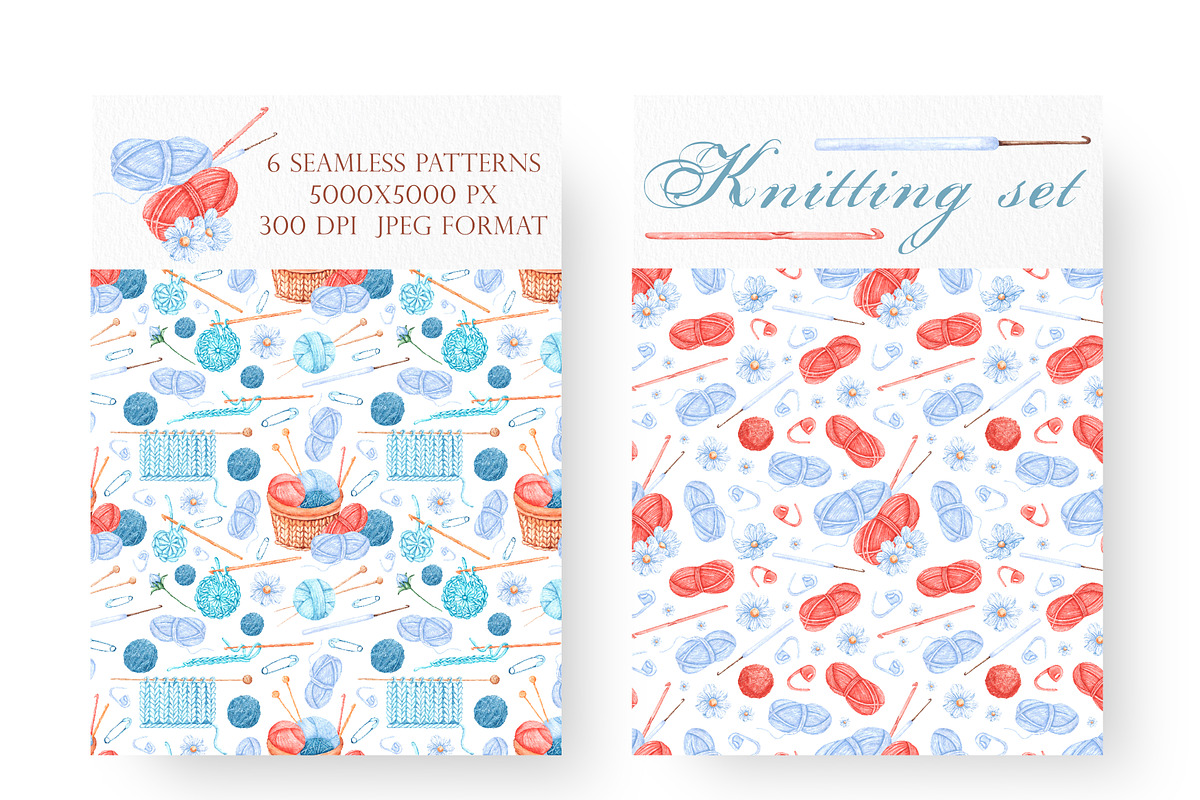 Knitting watercolor set. Crochet., an Illustration by SabinaWatercolorArt (Photo 7 of 16)