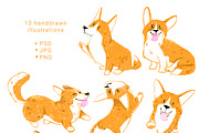 Handdrawn Corgi ClipArt set, an Animal Illustration by Ja Polina ArtShop (Thumbnail 2 of 5)