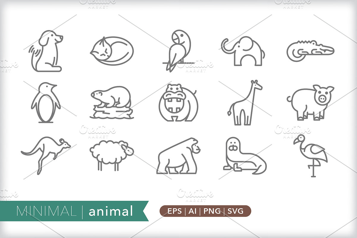 Animal 8-pack icon bundle, an Outline Icon by Picture Window (Photo 3 of 9)