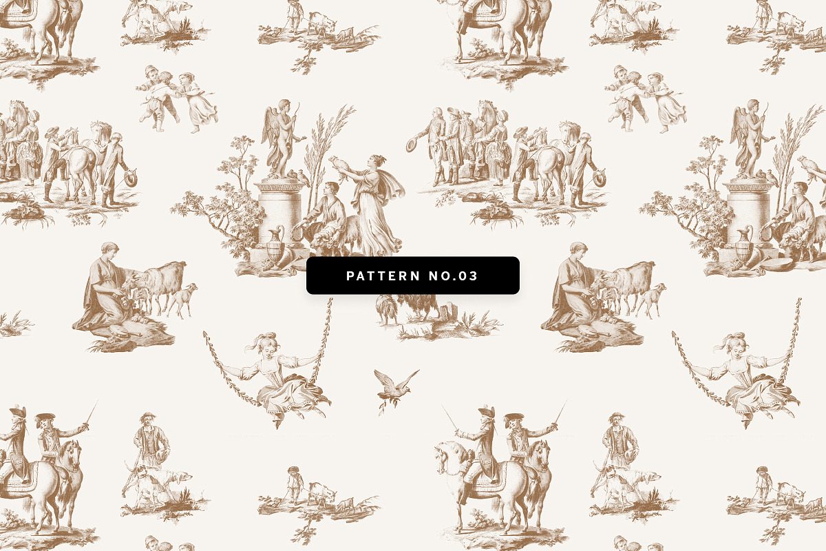 Chinoiserie Toile Seamless Patterns, a Pattern Graphic by Century Library (Photo 6 of 8)