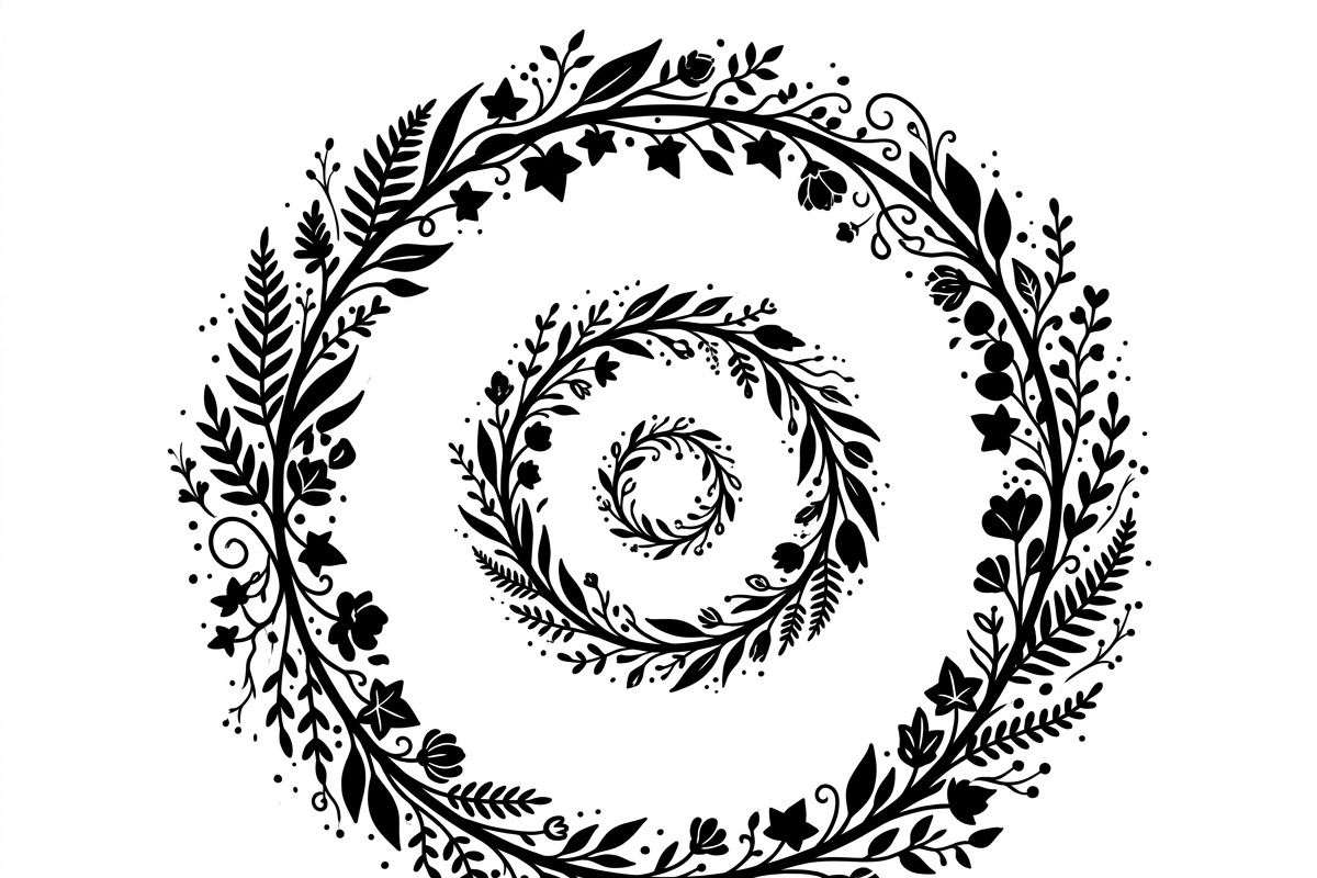 50 Elegant Floral Leaf Spiral Frame, a Decorative Illustration by Amazin_art (Photo 15 of 39)