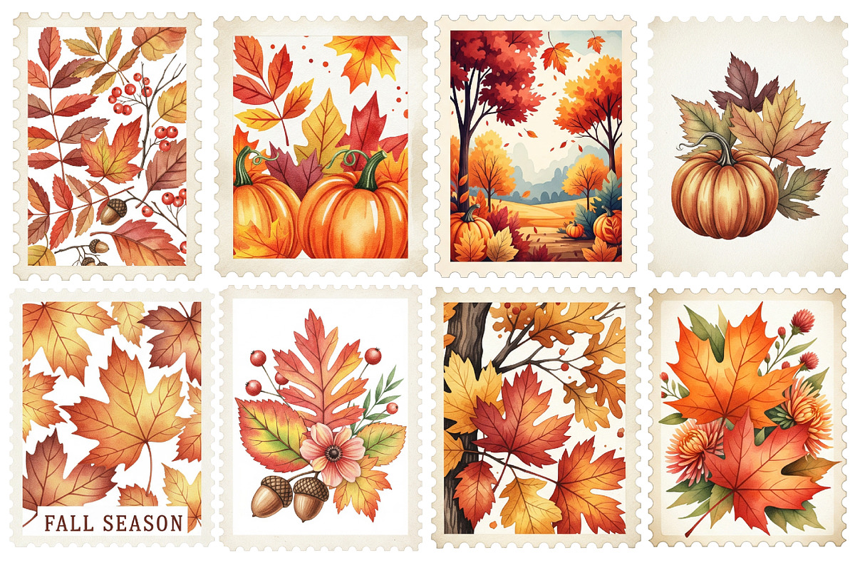 Fall Season Stamps PNG, an Illustration by SinaCreation (Photo 2 of 5)