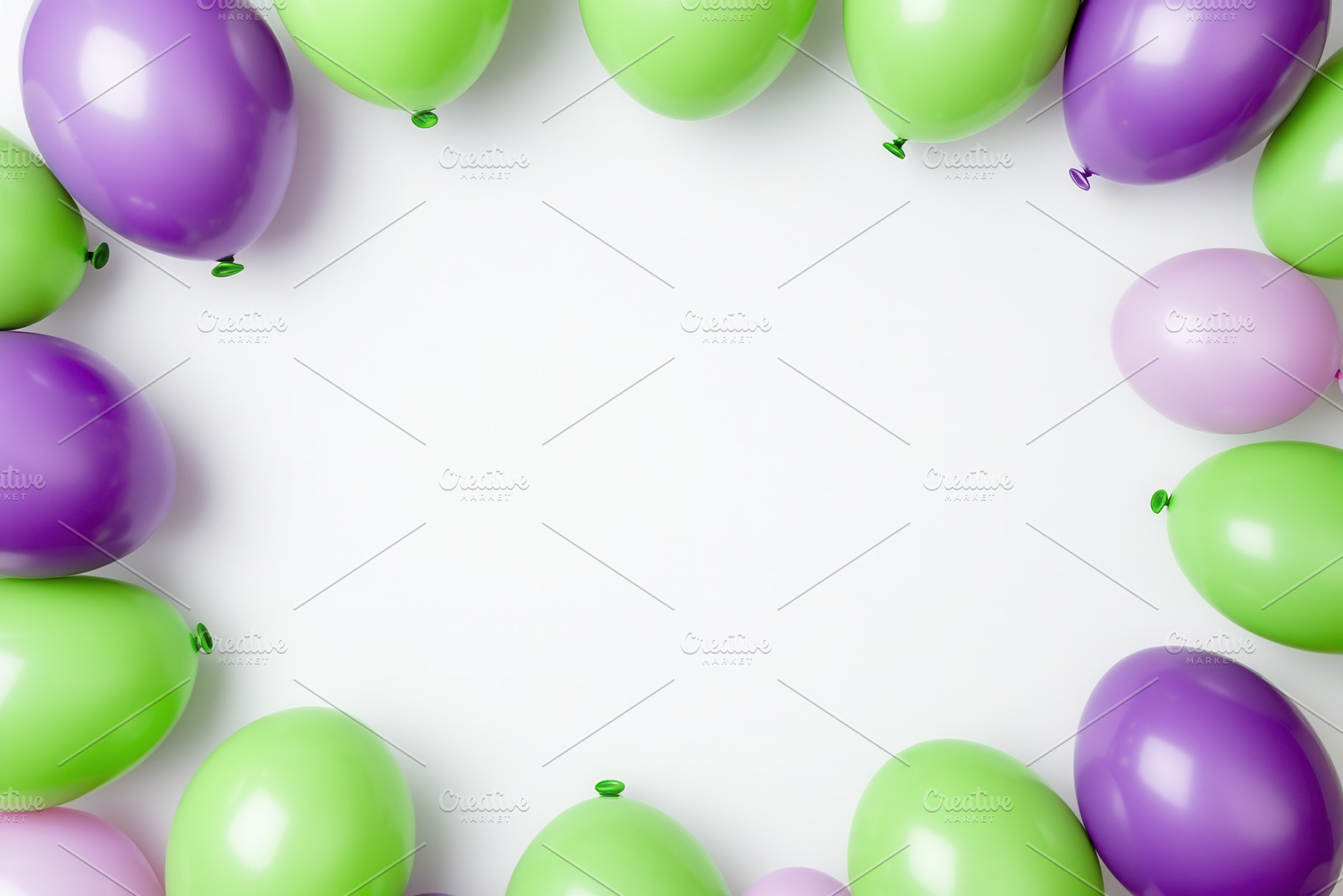 Green and purple balloon frame, a Photo by Pavel_design