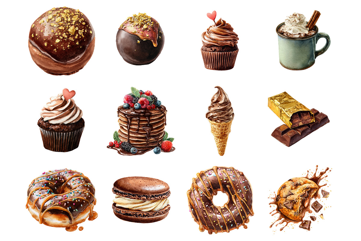 Watercolor Chocolate Heaven Clipart, a Graphic by CitraGraphics (Photo 3 of 4)