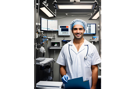 Smiling doctor theaterlike operating, a Healthcare Illustration by Natasha Breen