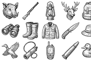 Hunting Equipment Icon Set, an Object Graphic by nikagraphic (Thumbnail 2 of 3)