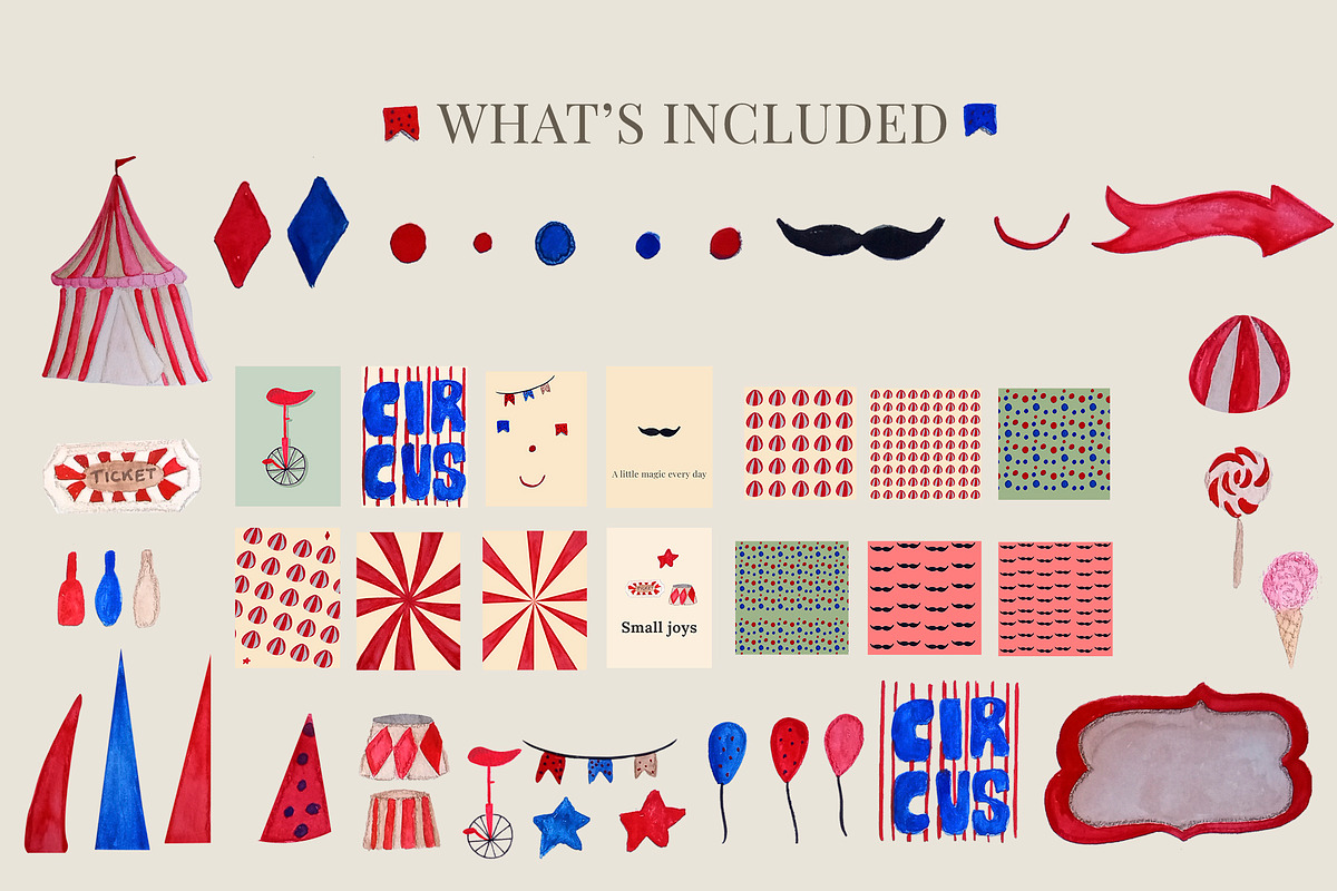 Vintage Circus Collection, an Object Illustration by ElicoelhoDesign Shop (Photo 2 of 6)
