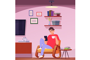 Sitting on armchair. man with, a Technology Illustration by Onyx