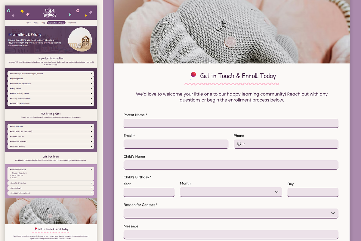Nursery and Preschool Website preview 2