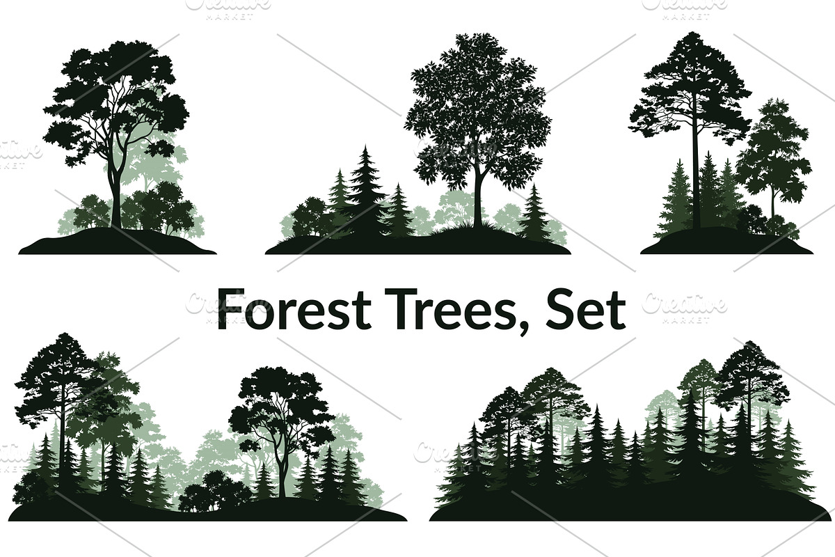 Landscapes, Trees Silhouettes, an Illustration by Ok-sana