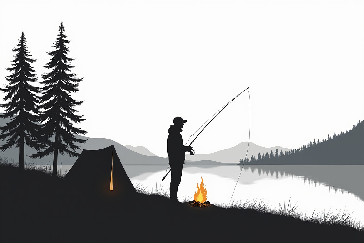A silhouette of a man fishing, an Illustration by Amazin_art (Photo 3 of 7)