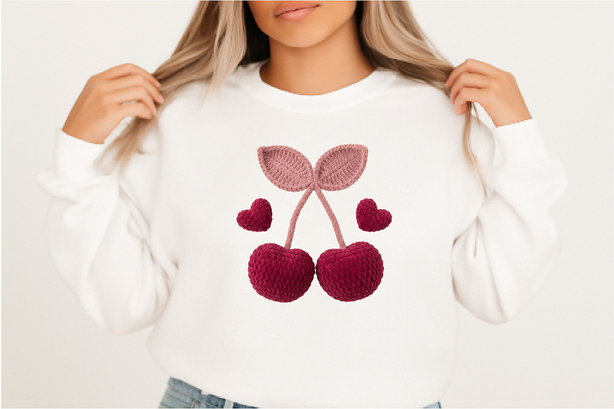 Faux Crochet Valentines Day Cherry, an Illustration by DreamArtGraphic (Photo 2 of 6)