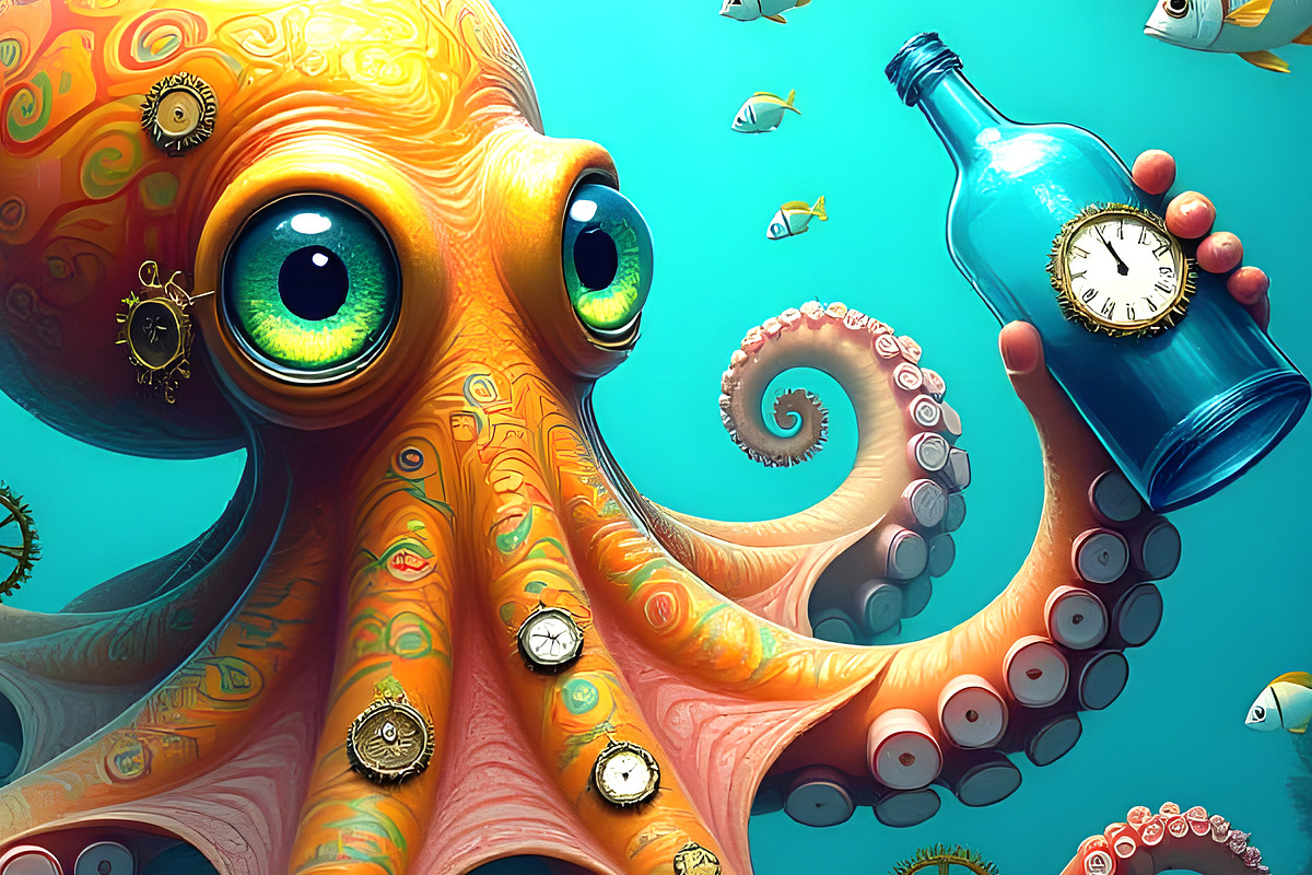 Time to Clean Up the Ocean, an Animal Illustration by Sharon Schwalbe (Photo 2 of 2)