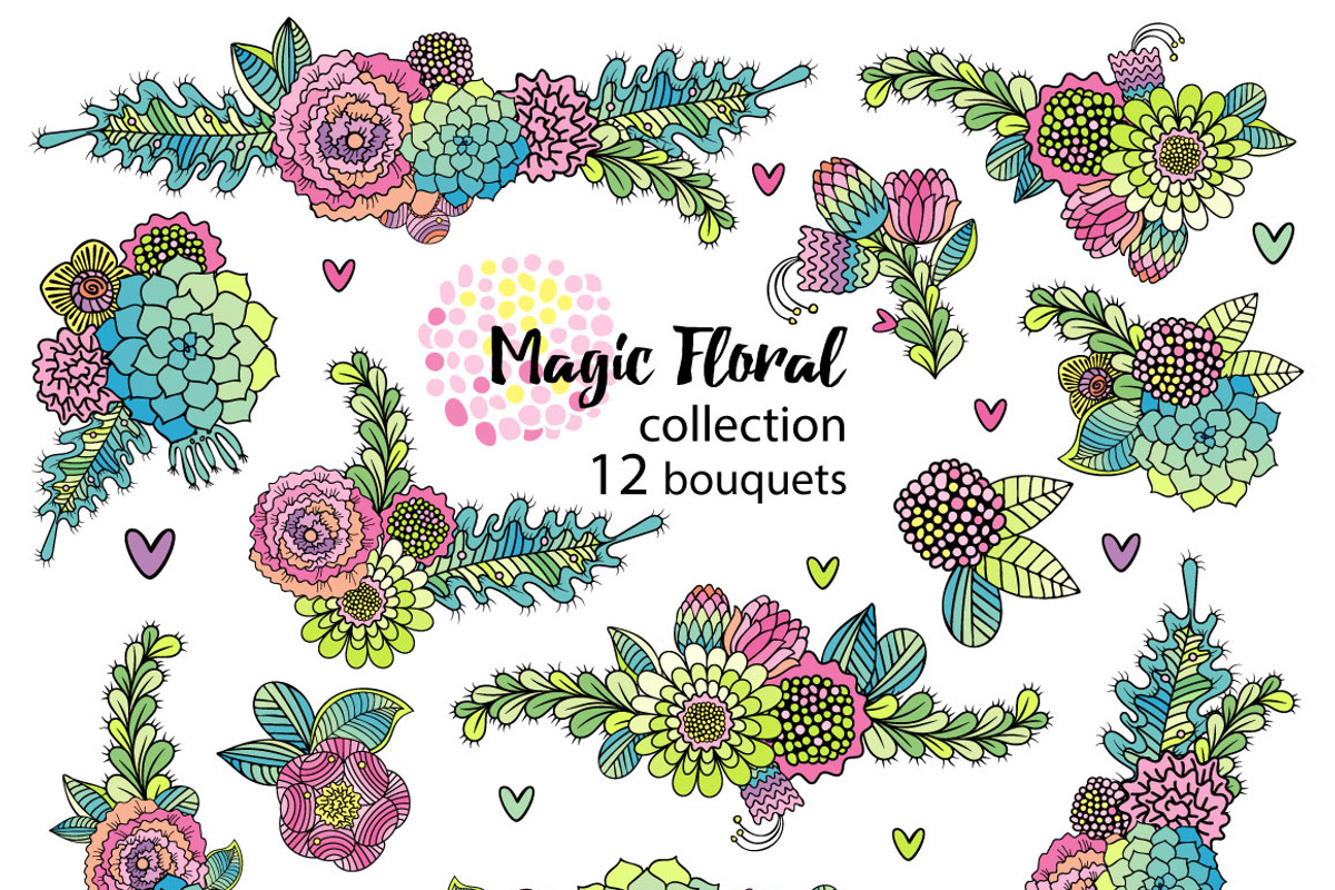 Floral collection. Hand drawn set., an Illustration by antuanetto (Photo 3 of 7)