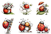 Whimsical spring ladybug clipart, an Illustration by CreationArt (Thumbnail 6 of 7)