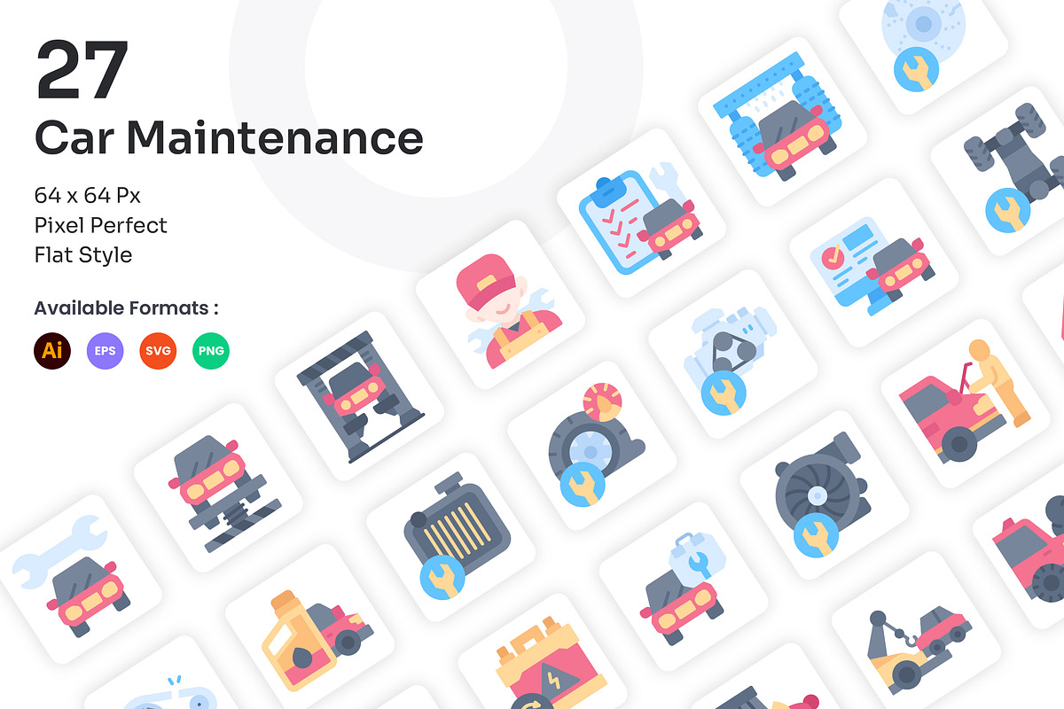 Car Maintenance Icons Set - Flat, an Icon by Kmg Design (Photo 1 of 2)