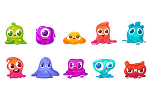 Slimy aliens. Funny jelly style, an Illustration by LadadikArt