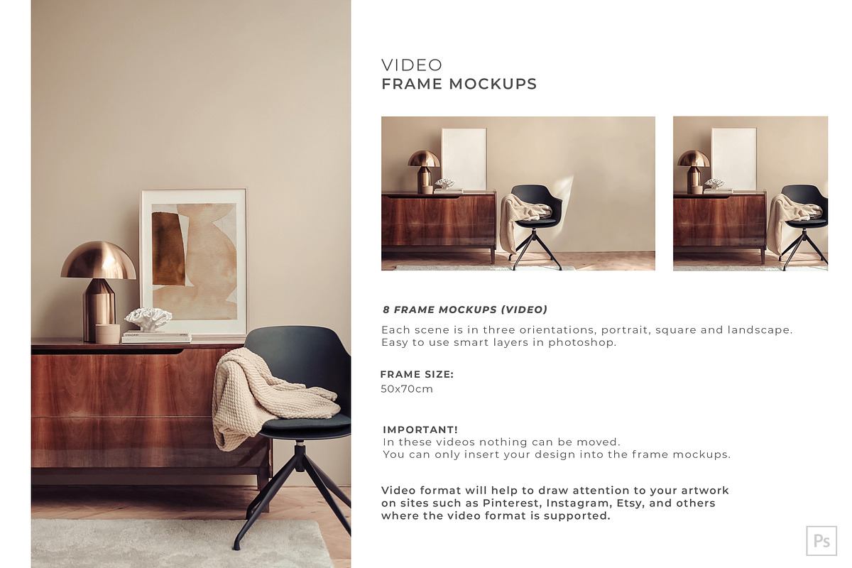 Video&Photo Frame mockups. Interior, a Print Template by Una Matison (Photo 19 of 22)