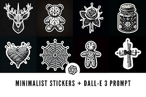 Minimalist Stickers Dall-e 3 Promt