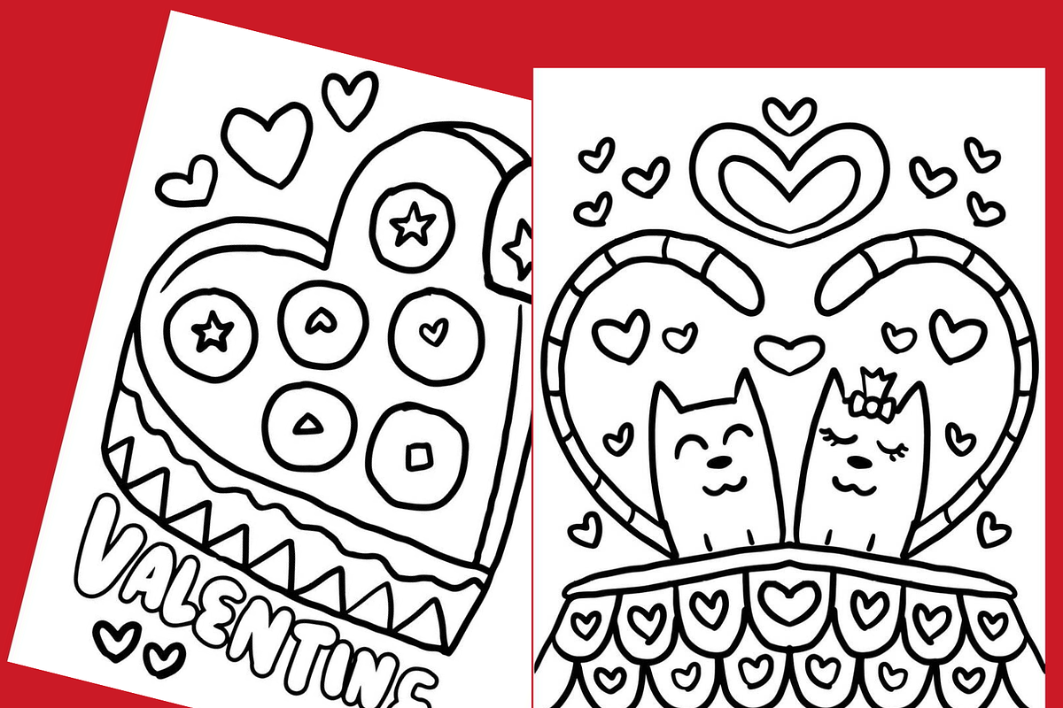 Happy Valentine's Day Coloring Sheet, a Decorative Illustration by Sourcedigi (Photo 3 of 3)