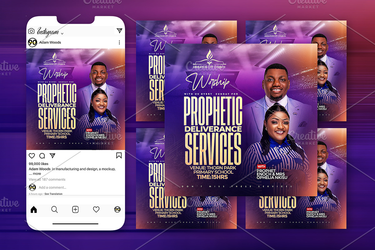 Prophetic Deliverance Church Flyer T, a Social Media Template by church flyer templates (Photo 7 of 9)