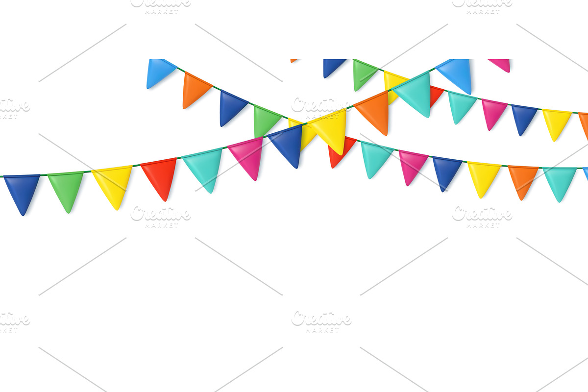 3D triangle flag party, an Object Illustration by ModVector