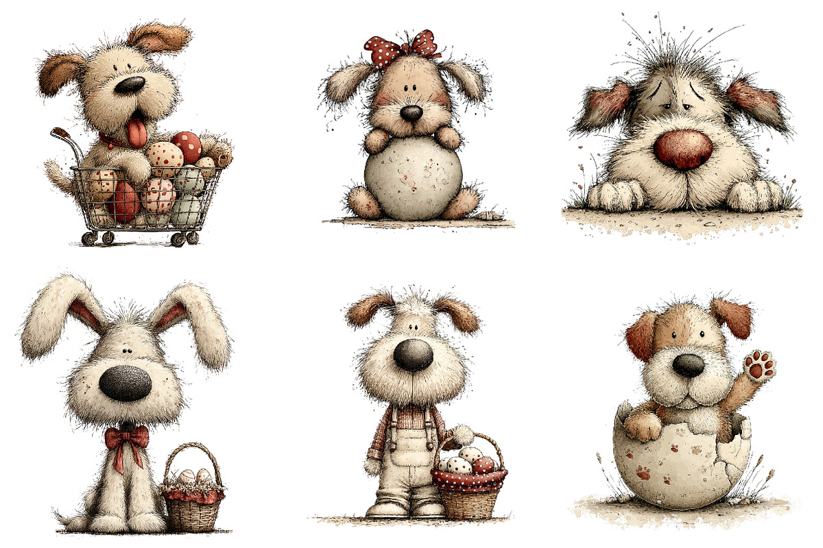 Whimsical Easter Dogs Clipart, an Illustration by CreationArt (Photo 5 of 5)