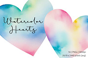 Multicolor Watercolor Hearts, an Object Graphic by Julie Campbell (Thumbnail 1 of 4)