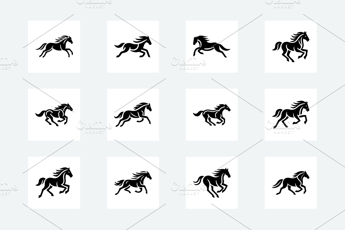 60 Horse Silhouette Logo Bundle, a Branding & Logo Template by Vectorium Studio (Photo 10 of 11)