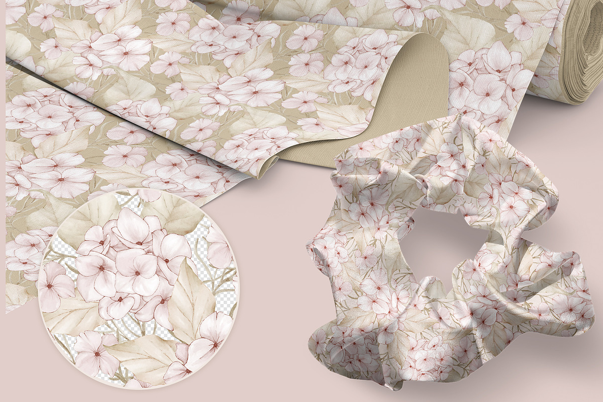 Hydrangea Daisy Flowers Pattern, an Illustration by PawGraphic (Photo 8 of 10)