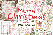 Whimsical Vintage Christmas Clipart, an Illustration by ollalya (Thumbnail 1 of 9)