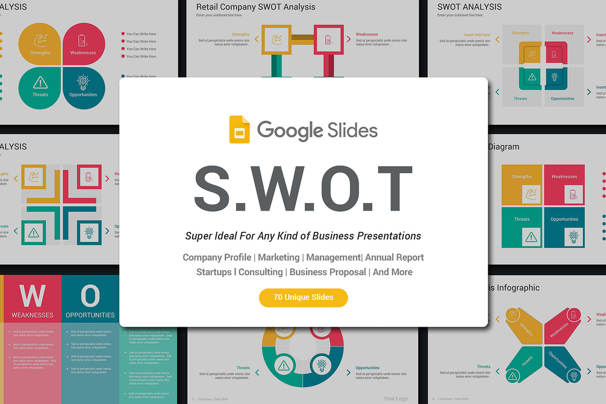Swot analysis Google Slides Diagrams, a Presentation Template by SlideOne