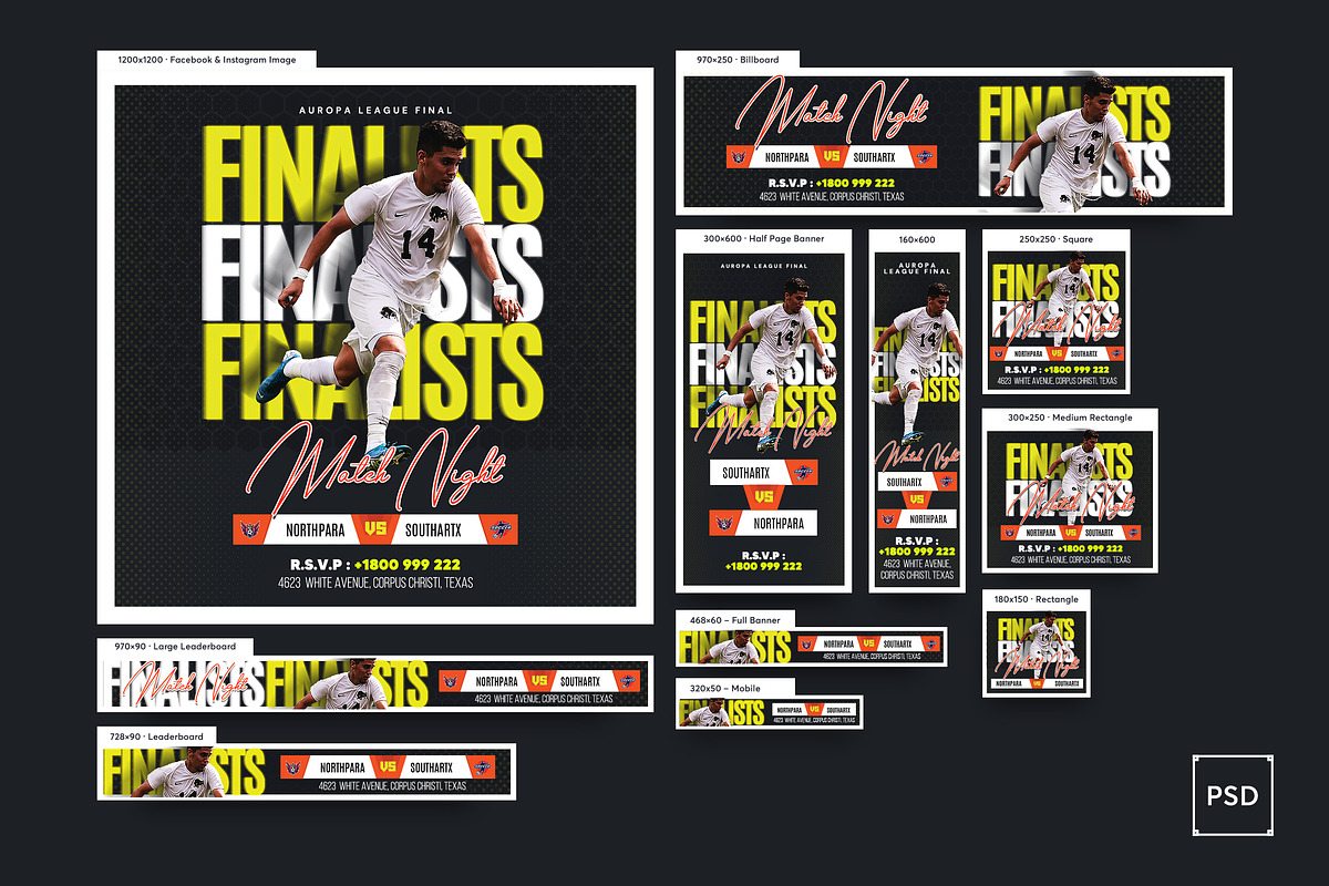 Soccer Banner Ad, a Social Media Template by iDoodle Studio