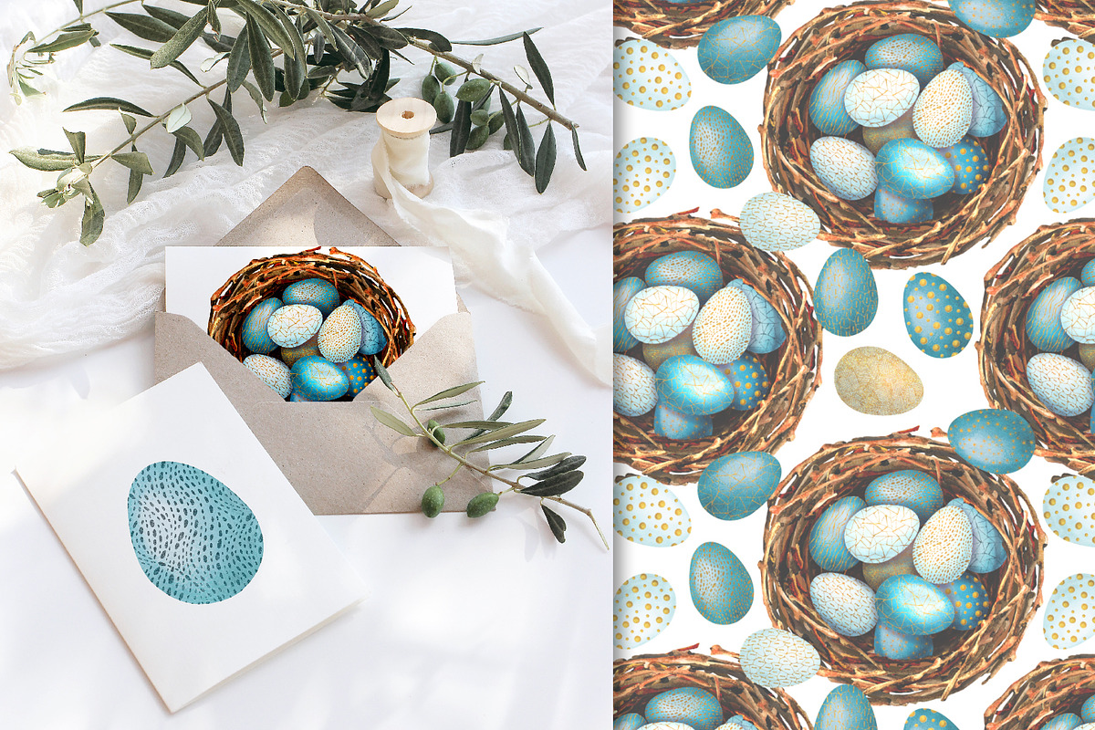 Easter watercolor set, colored eggs, an Illustration by Artmanata (Photo 11 of 14)