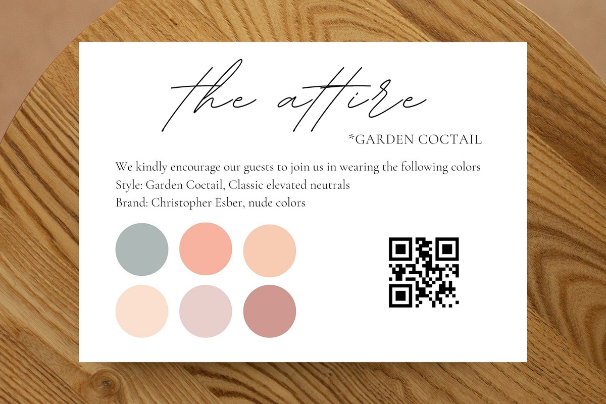 QR attire insert, Canva Dresscode card
