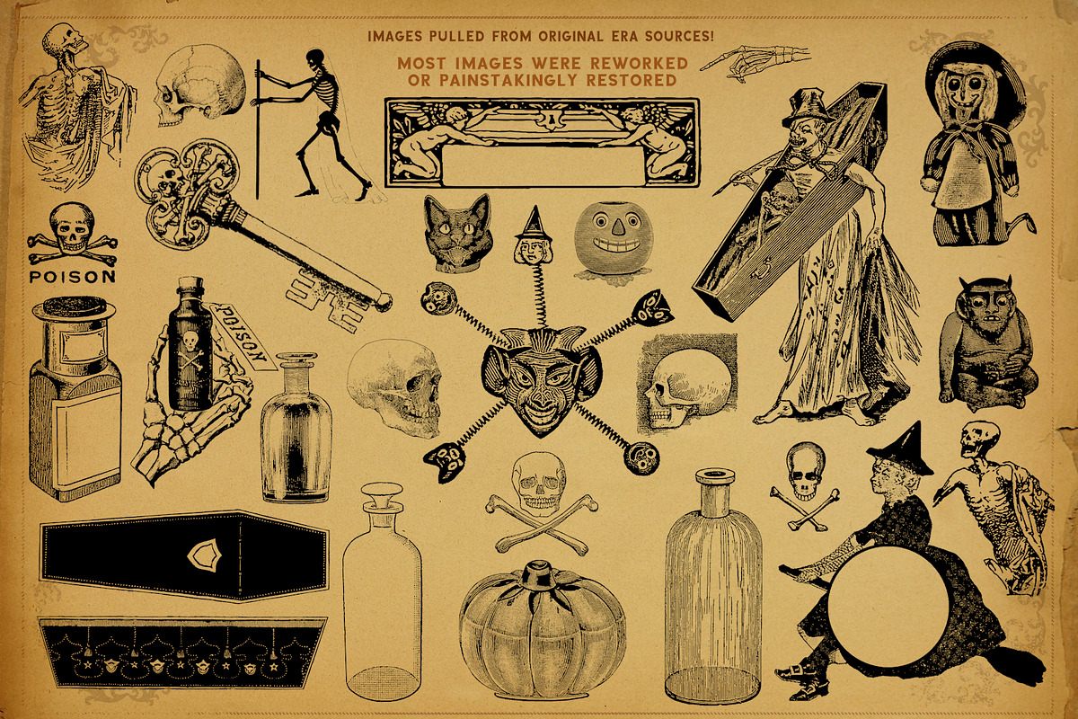 Rare Vintage HALLOWEEN Clipart Set, an Object Graphic by Roulette Studio (Photo 3 of 8)