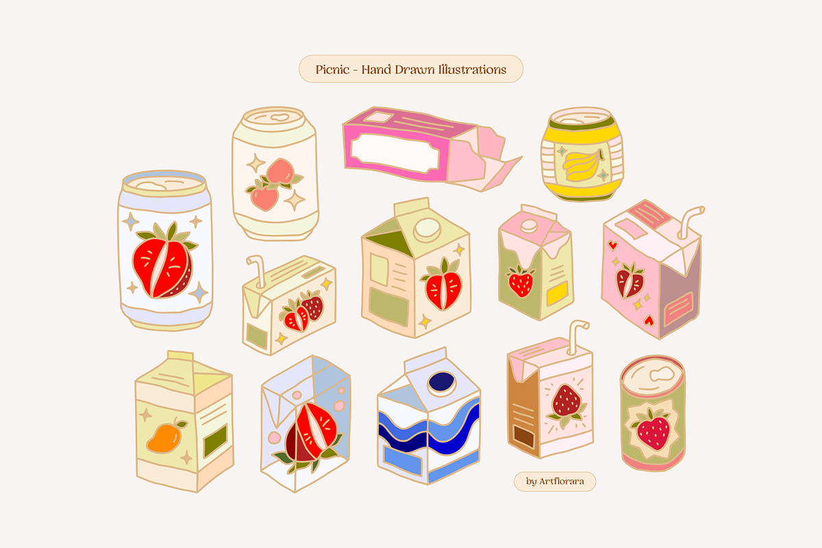 PICNIC! Whimsical Hand Drawn Pastry, a Food Illustration by Artflorara (Photo 7 of 11)