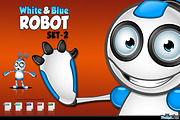 White & Blue Robot Character - Set 2, a Technology Illustration by DesignWolf (Thumbnail 1 of 2)