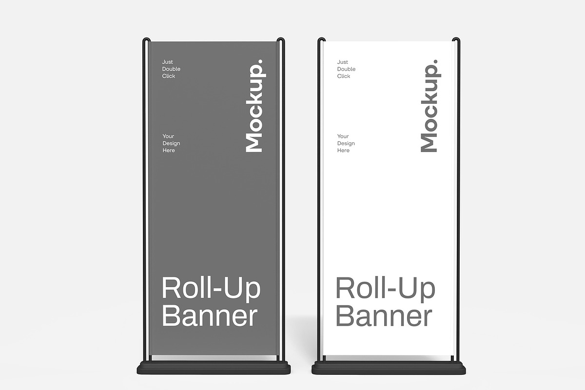 2 Advertising Roll Up Banner Mockup