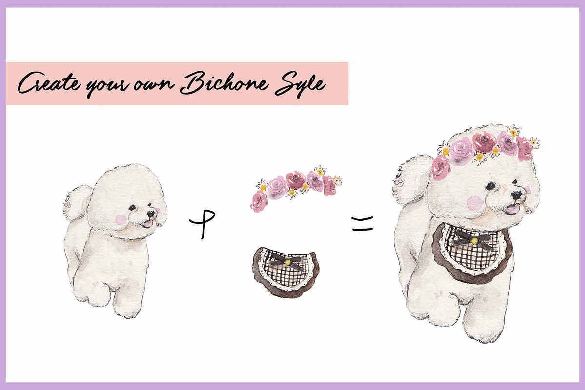 Bichon Frise Clipart Digital Paper, an Animal Illustration by VianneArt (Photo 7 of 7)