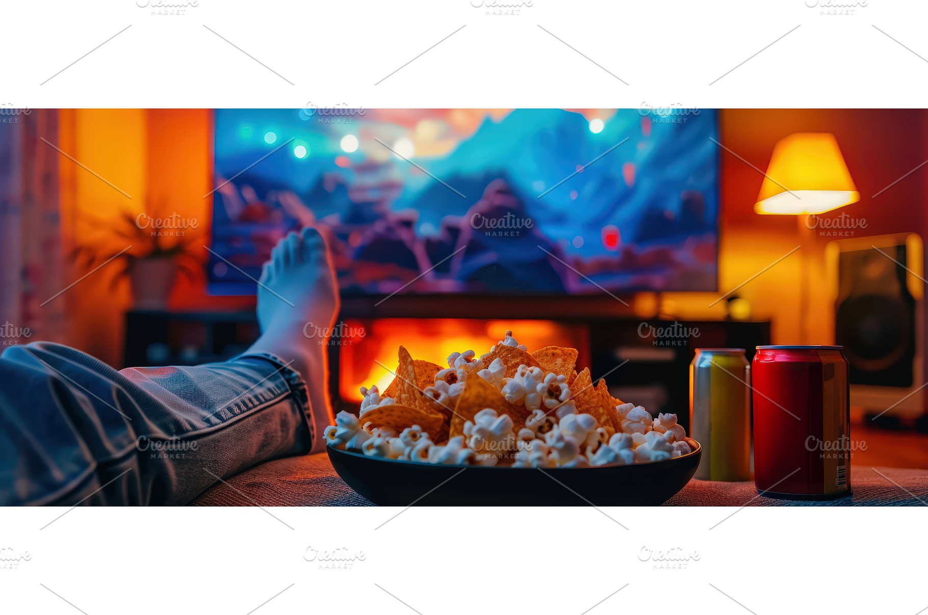Relaxing movie night with snacks at, a Food & Drink Photo by piter.goskov