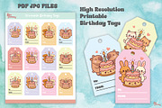 Cute Kawaii Birthday Tags, a Graphic by Dori Debreceni draws (Thumbnail 1 of 2)