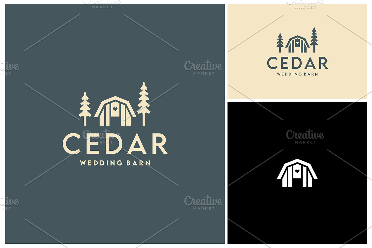 Wooden Cedar Barn Pine Tree Logo