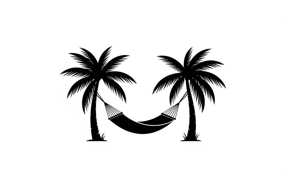 Palm Tree Hammock Silhouette Bundle, an Object Graphic by jahid234 (Photo 17 of 30)